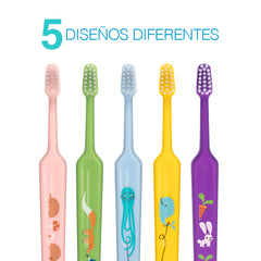 3 Cepillos Dentales Tepe de 0-3 Años- Mini Extra Soft Con Diseño